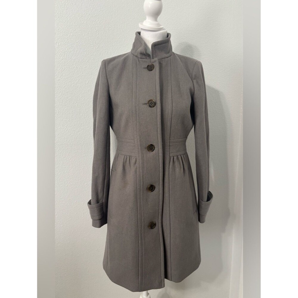 J.Crew Womens Lady Day Coat Size 4 Wool Blend Jacket Gray Knee Length EUC